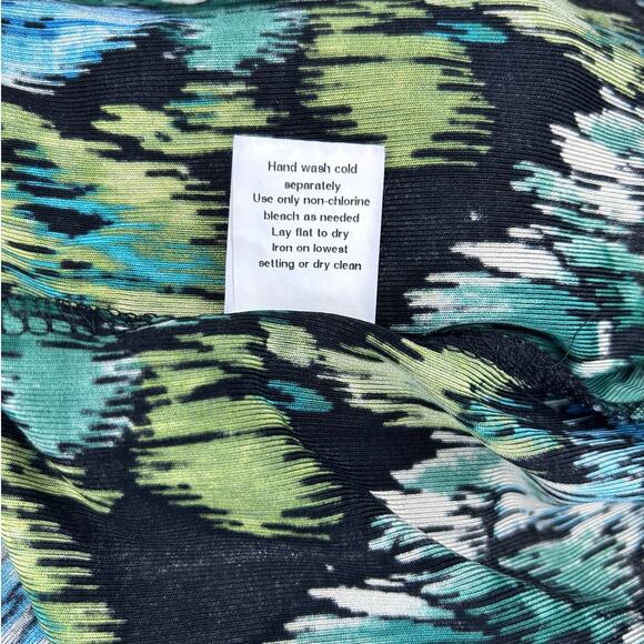 Choices Woman Vintage Long Sleeve Abstract Floral 1/4 Button Neck Tunic Green 3X - Picture 10 of 12